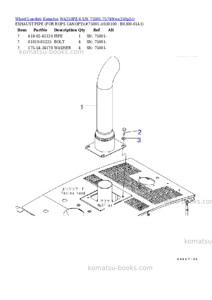 Komatsu wa250pz-6 s/n 75001-75749 Parts catalog cover Page 9 Komatsu wa250pz-6 s/n 75001-75749 Parts catalog cover Page 9
