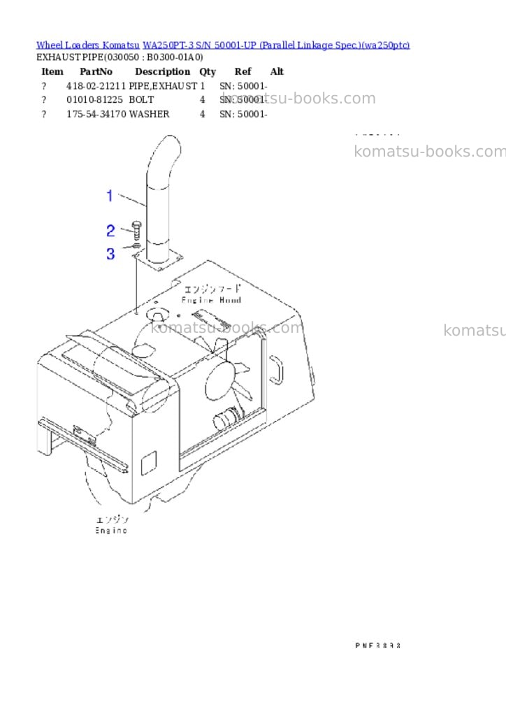 Komatsu wa250pt-3 s/n 50001-up parallel linkage spec. Parts catalog cover Page 4 Komatsu wa250pt-3 s/n 50001-up parallel linkage spec. Parts catalog cover Page 4