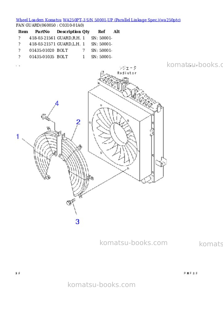 Komatsu wa250pt-3 s/n 50001-up parallel linkage spec. Parts catalog cover Page 9 Komatsu wa250pt-3 s/n 50001-up parallel linkage spec. Parts catalog cover Page 9