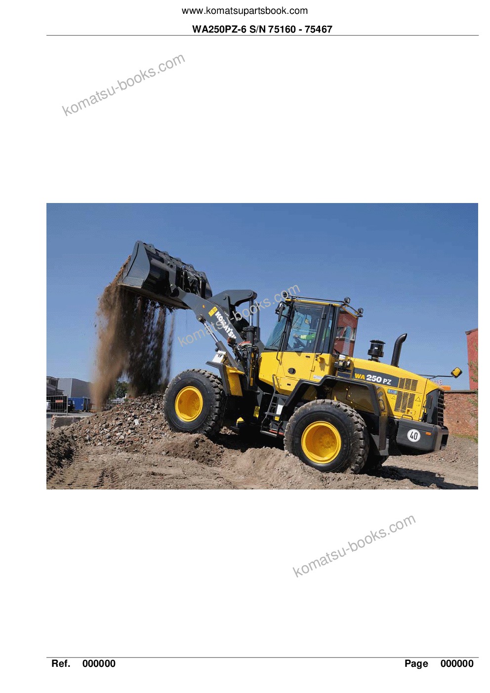 Komatsu wa250pz-6 s/n 75160 - 75467 Parts catalog cover Komatsu wa250pz-6 s/n 75160 - 75467 Parts catalog cover