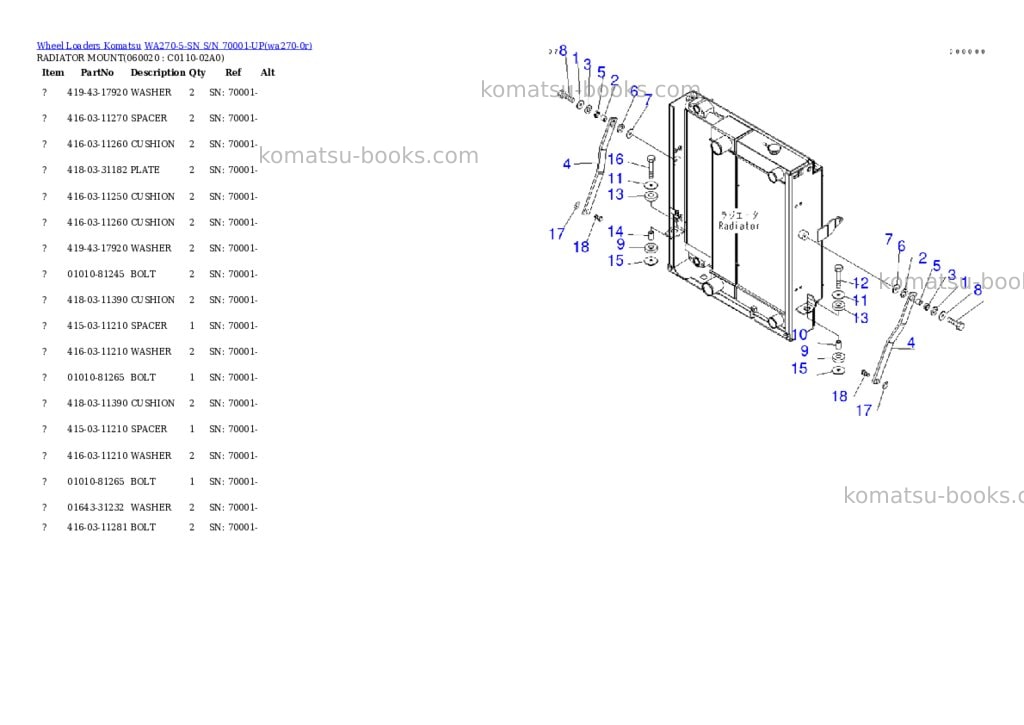 Komatsu wa270-5-sn s/n 70001-up Parts catalog cover Page 6 Komatsu wa270-5-sn s/n 70001-up Parts catalog cover Page 6