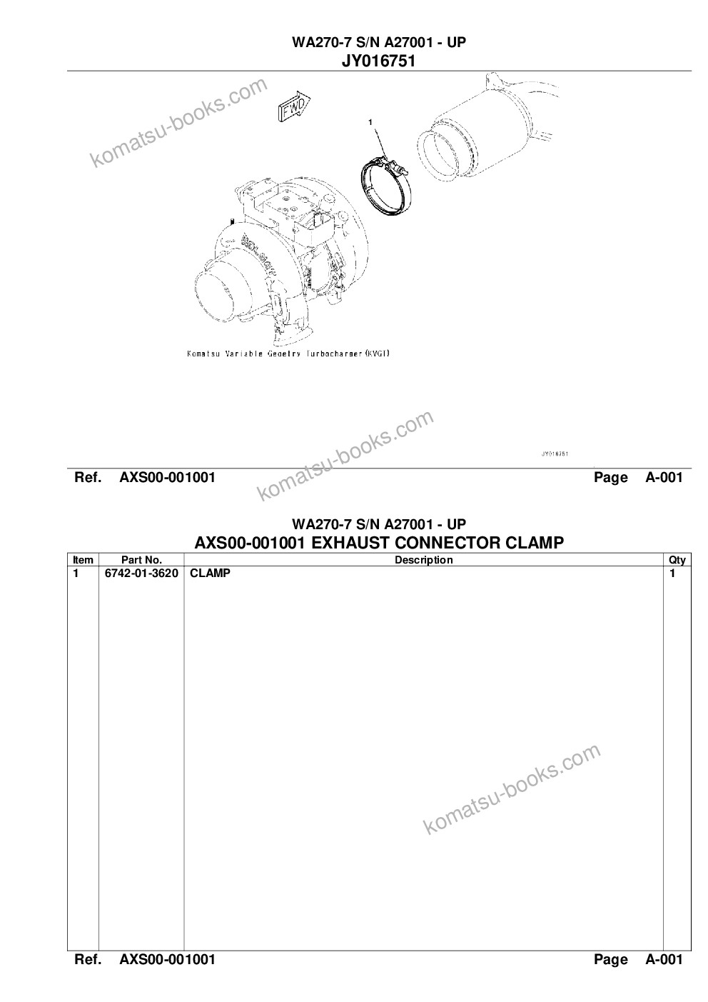 Komatsu wa270-7 s/n a27001 - up Parts catalog cover Page 4