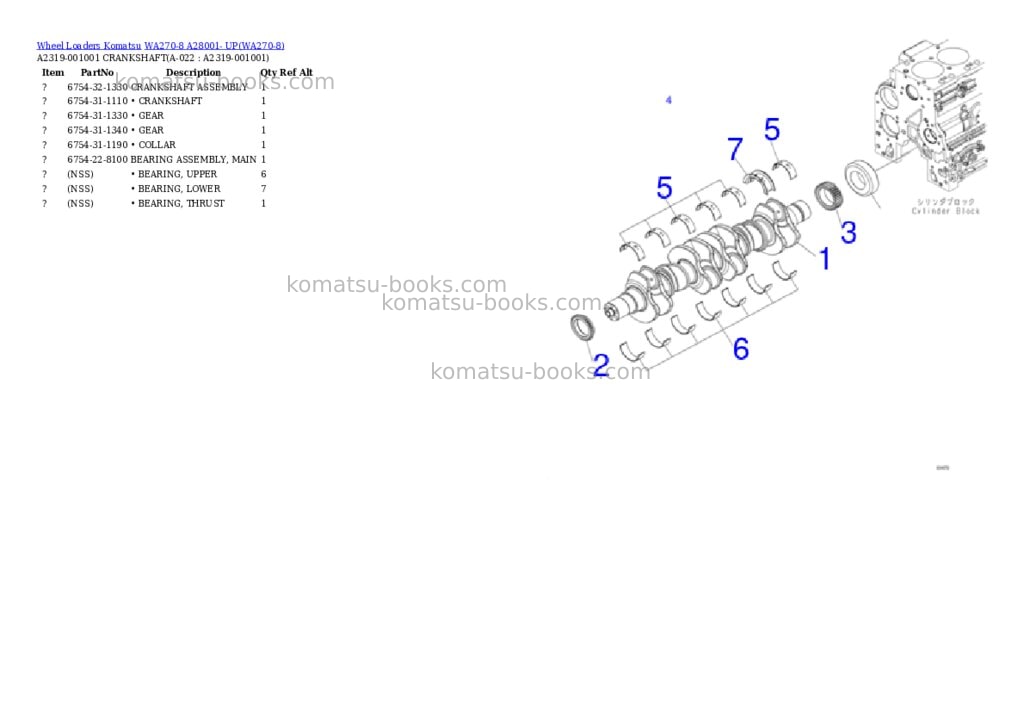 Komatsu wa270-8 a28001- up Parts catalog cover Page 10 Komatsu wa270-8 a28001- up Parts catalog cover Page 10