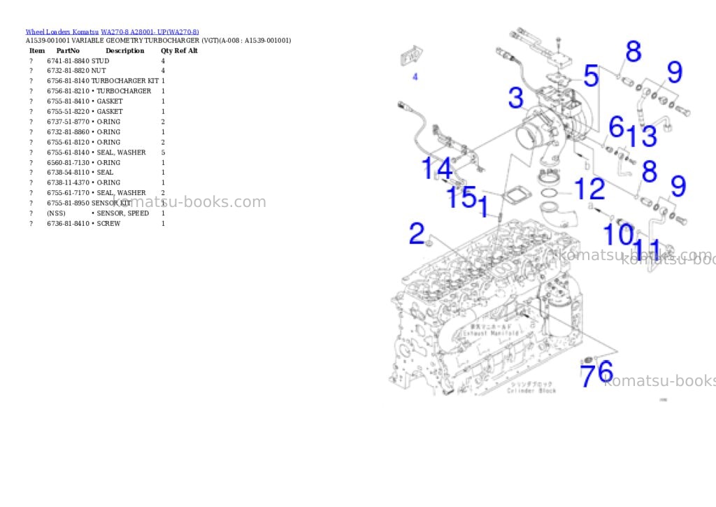 Komatsu wa270-8 a28001- up Parts catalog cover Page 3 Komatsu wa270-8 a28001- up Parts catalog cover Page 3