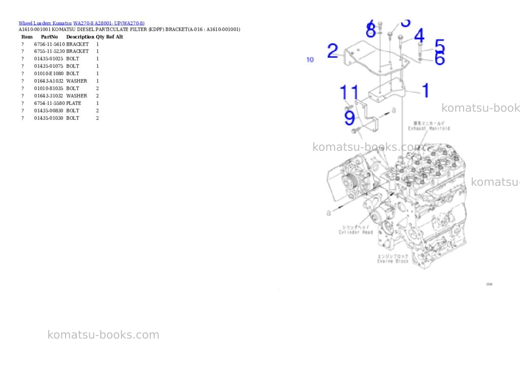 Komatsu wa270-8 a28001- up Parts catalog cover Page 7 Komatsu wa270-8 a28001- up Parts catalog cover Page 7