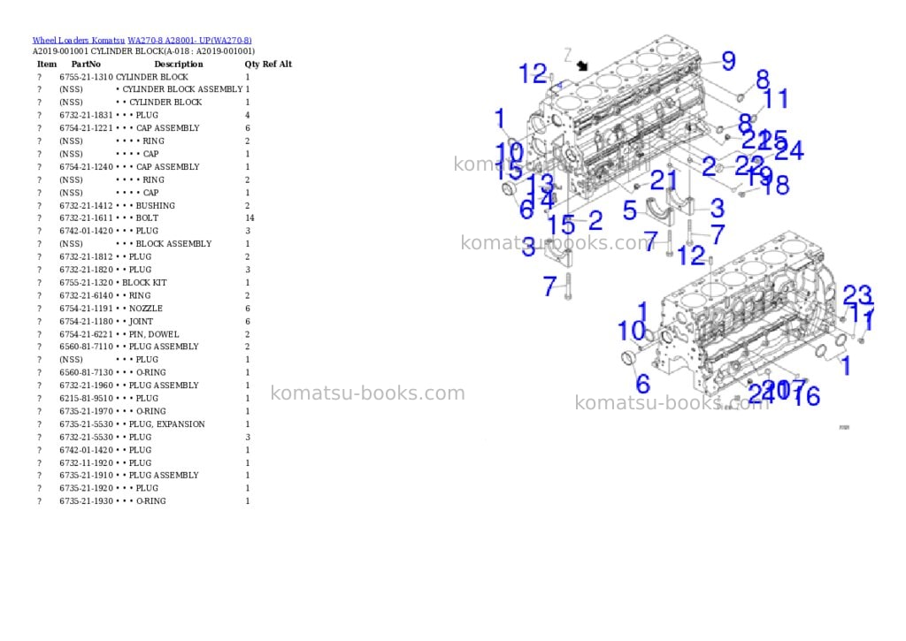 Komatsu wa270-8 a28001- up Parts catalog cover Page 8 Komatsu wa270-8 a28001- up Parts catalog cover Page 8