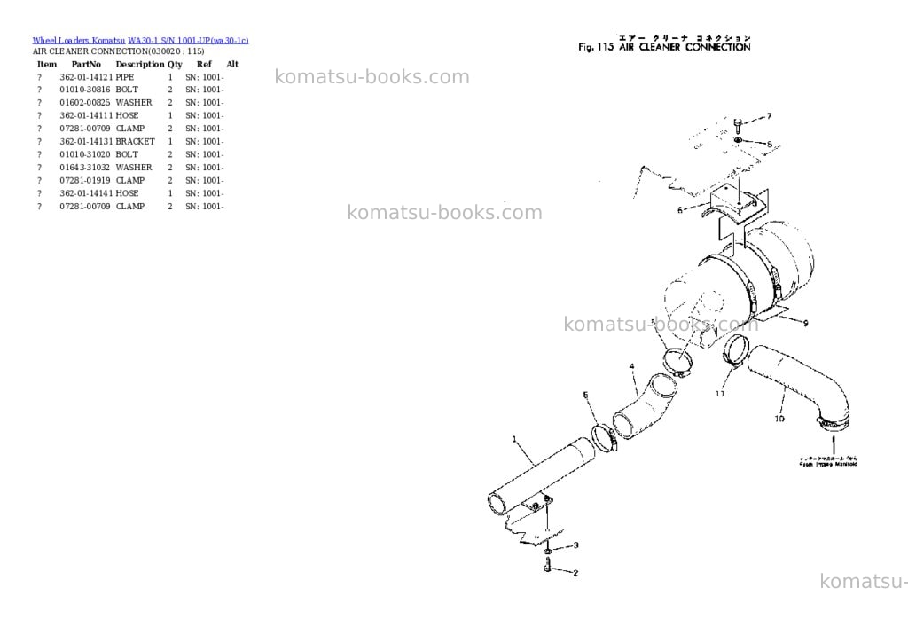Komatsu WA30-1 S/N 1001-UP Parts catalog cover Komatsu WA30-1 S/N 1001-UP Parts catalog cover
