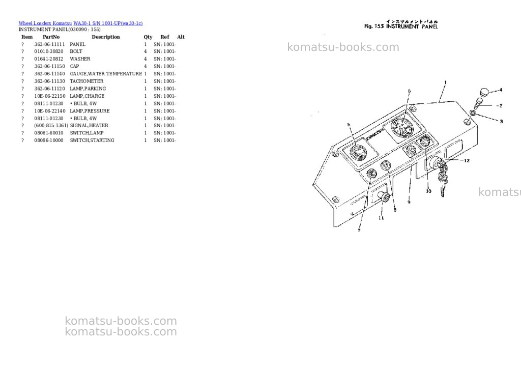 Komatsu WA30-1 S/N 1001-UP Parts catalog cover Page 8 Komatsu WA30-1 S/N 1001-UP Parts catalog cover Page 8