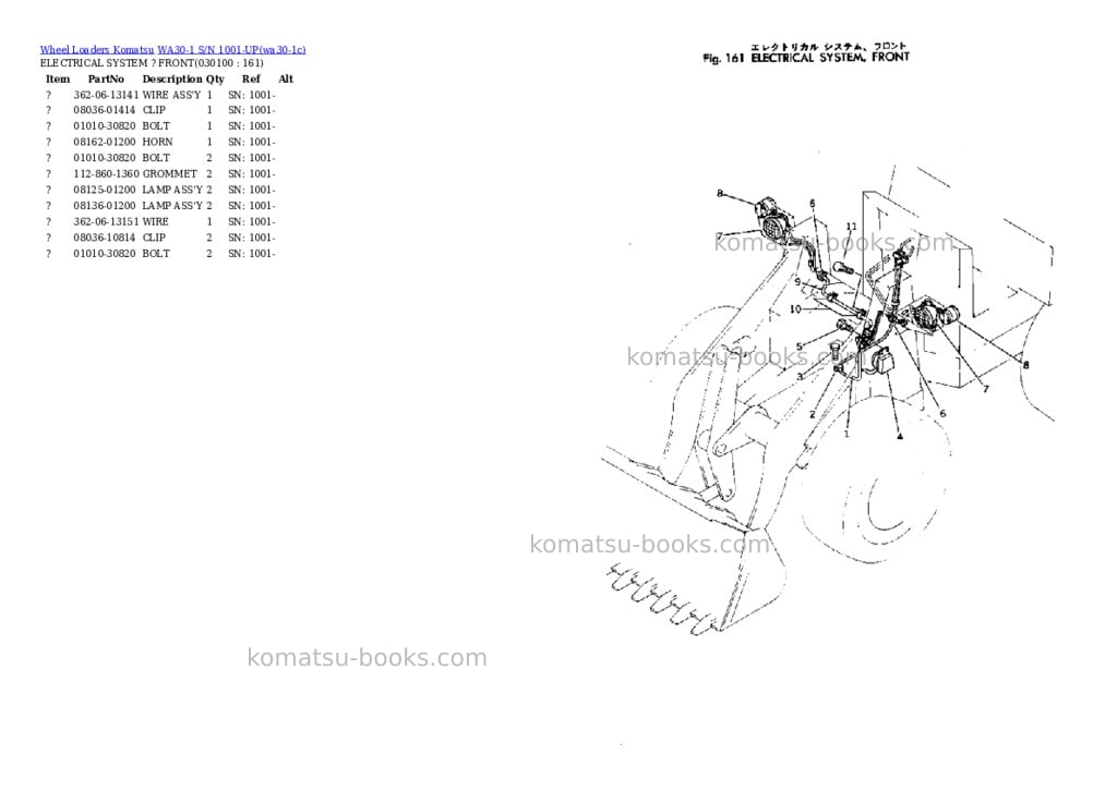 Komatsu WA30-1 S/N 1001-UP Parts catalog cover Page 9 Komatsu WA30-1 S/N 1001-UP Parts catalog cover Page 9