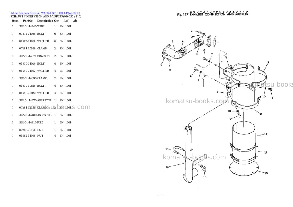 Komatsu wa30-1 s/n 1001-up Parts catalog cover Page 2