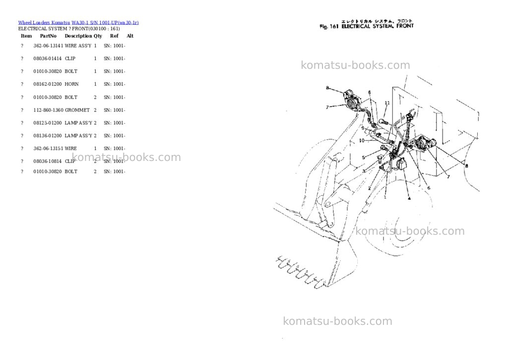 Komatsu wa30-1 s/n 1001-up Parts catalog cover Page 9