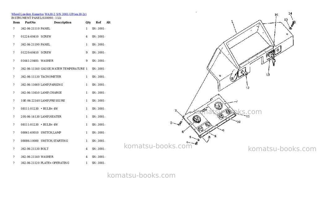 Komatsu WA30-2 S/N 3001-UP Parts catalog cover Page 5 Komatsu WA30-2 S/N 3001-UP Parts catalog cover Page 5