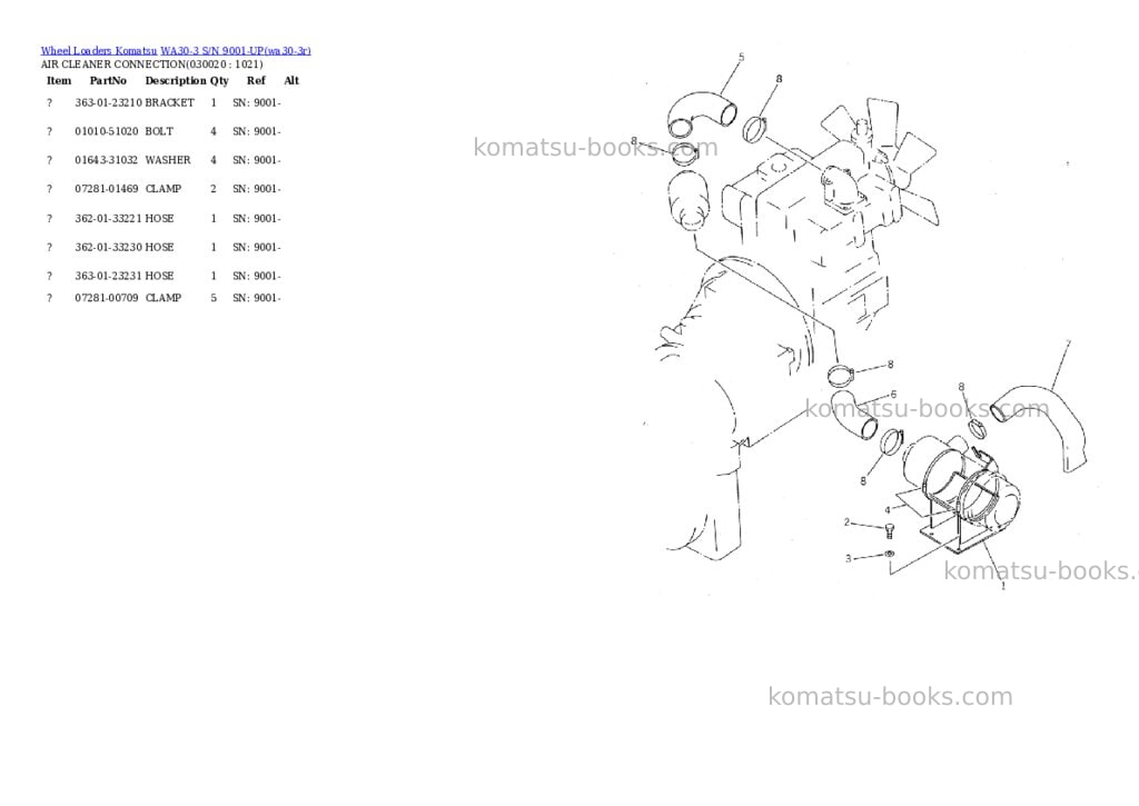 Komatsu WA30-3 S/N 9001-UP Parts catalog cover Komatsu WA30-3 S/N 9001-UP Parts catalog cover