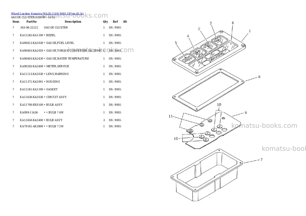 Komatsu WA30-3 S/N 9001-UP Parts catalog cover Page 8 Komatsu WA30-3 S/N 9001-UP Parts catalog cover Page 8