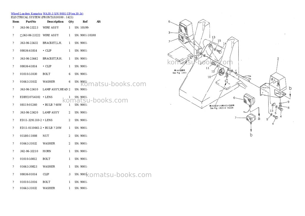 Komatsu WA30-3 S/N 9001-UP Parts catalog cover Page 9 Komatsu WA30-3 S/N 9001-UP Parts catalog cover Page 9