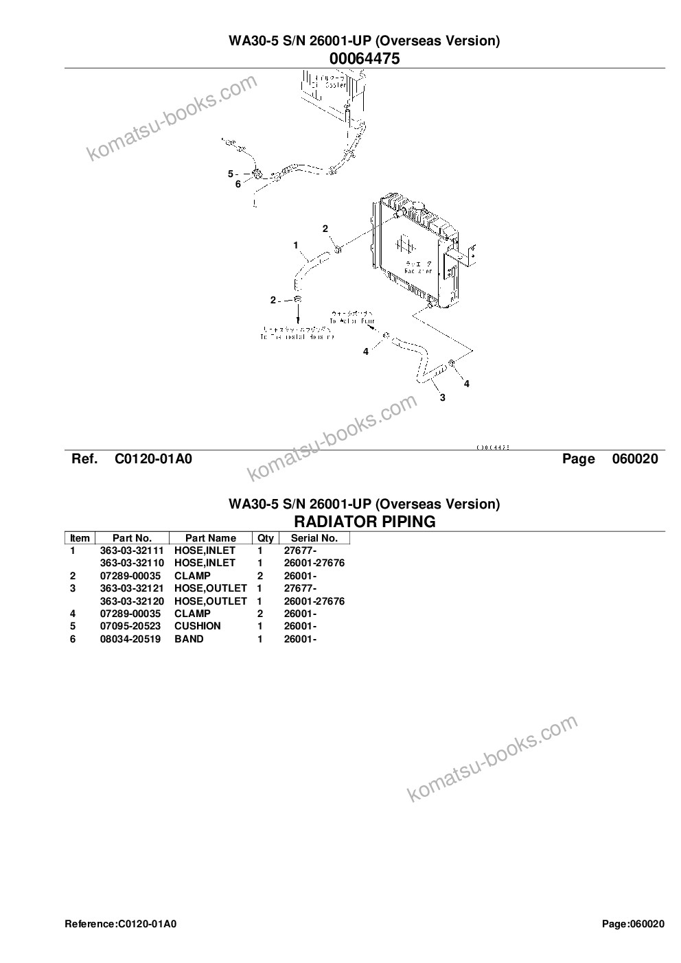 Komatsu wa30-5 s/n 26001-up overseas version Parts catalog cover Page 10