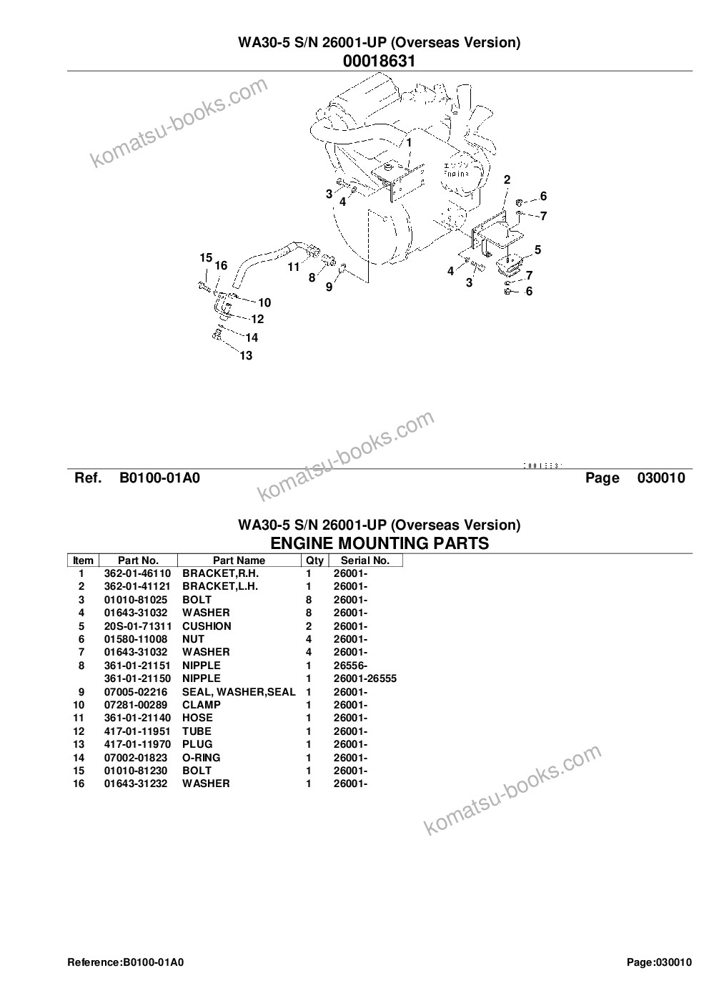 Komatsu wa30-5 s/n 26001-up overseas version Parts catalog cover Page 3