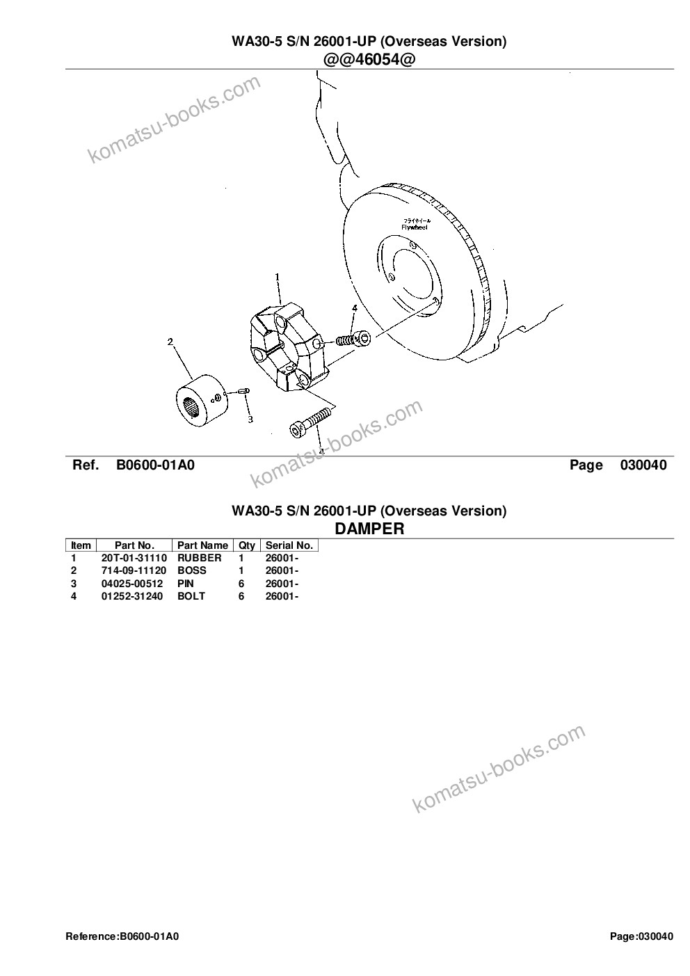 Komatsu wa30-5 s/n 26001-up overseas version Parts catalog cover Page 6