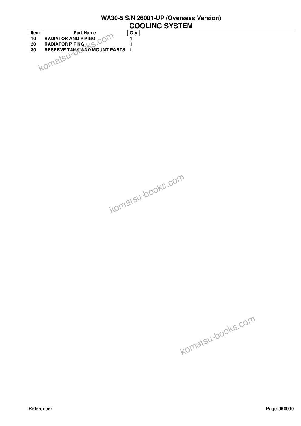 Komatsu wa30-5 s/n 26001-up overseas version Parts catalog cover Page 7