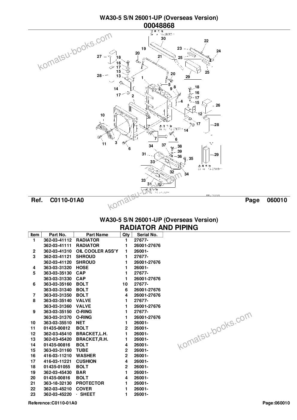 Komatsu wa30-5 s/n 26001-up overseas version Parts catalog cover Page 8