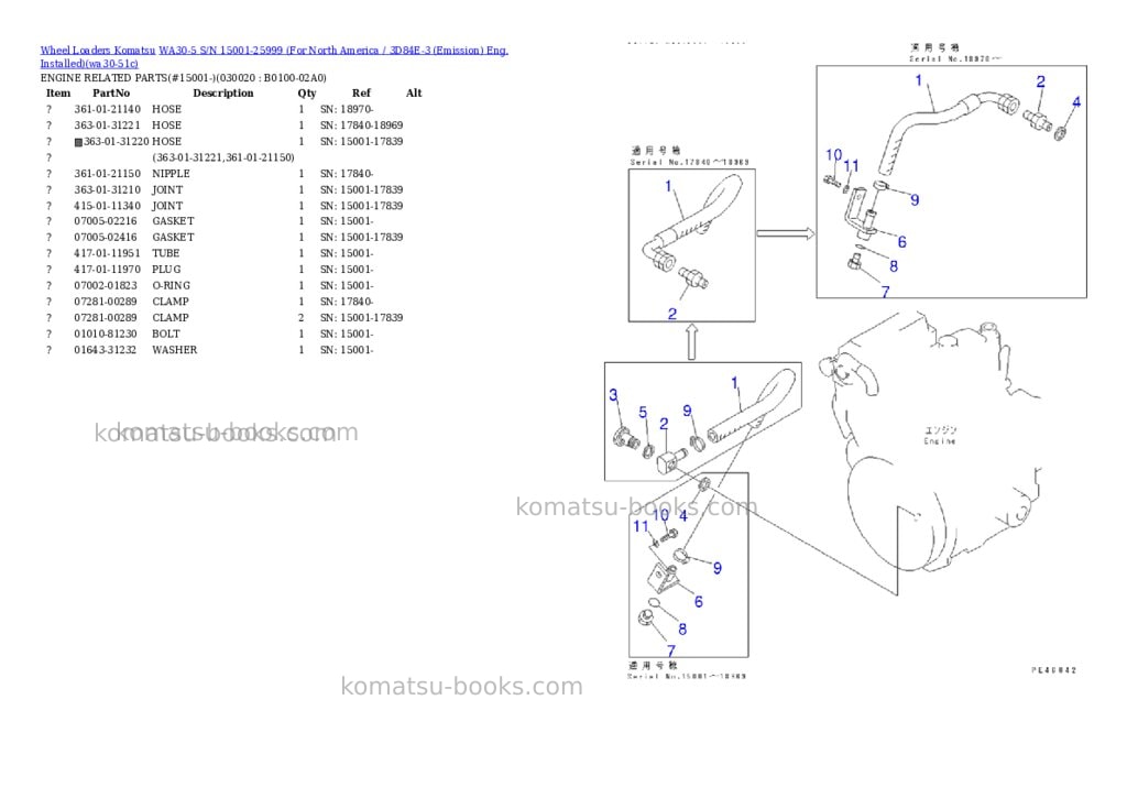 Komatsu wa30-5 s/n 15001-25999 for north america / 3d84e-3 emission eng. installed Parts catalog cover Komatsu wa30-5 s/n 15001-25999 for north america / 3d84e-3 emission eng. installed Parts catalog cover
