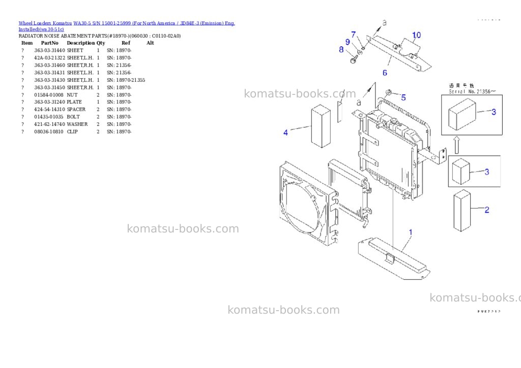 Komatsu wa30-5 s/n 15001-25999 for north america / 3d84e-3 emission eng. installed Parts catalog cover Page 7 Komatsu wa30-5 s/n 15001-25999 for north america / 3d84e-3 emission eng. installed Parts catalog cover Page 7