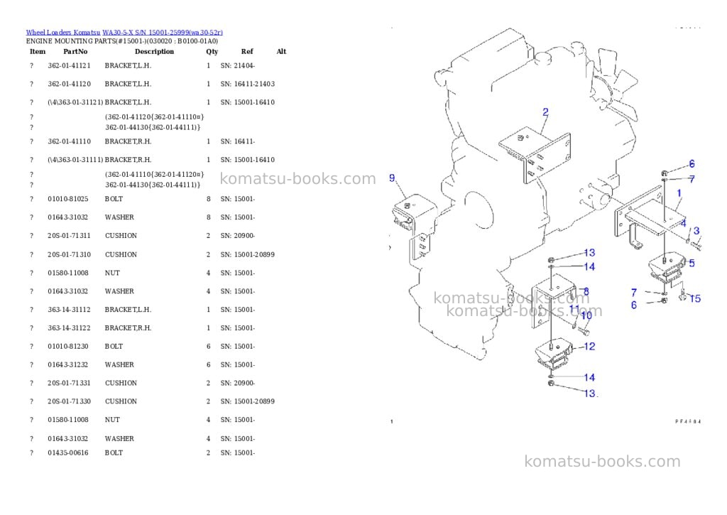 Komatsu wa30-5-x s/n 15001-25999 Parts catalog cover