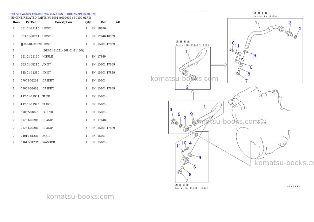 Komatsu wa30-5-x s/n 15001-25999 Parts catalog cover Page 2