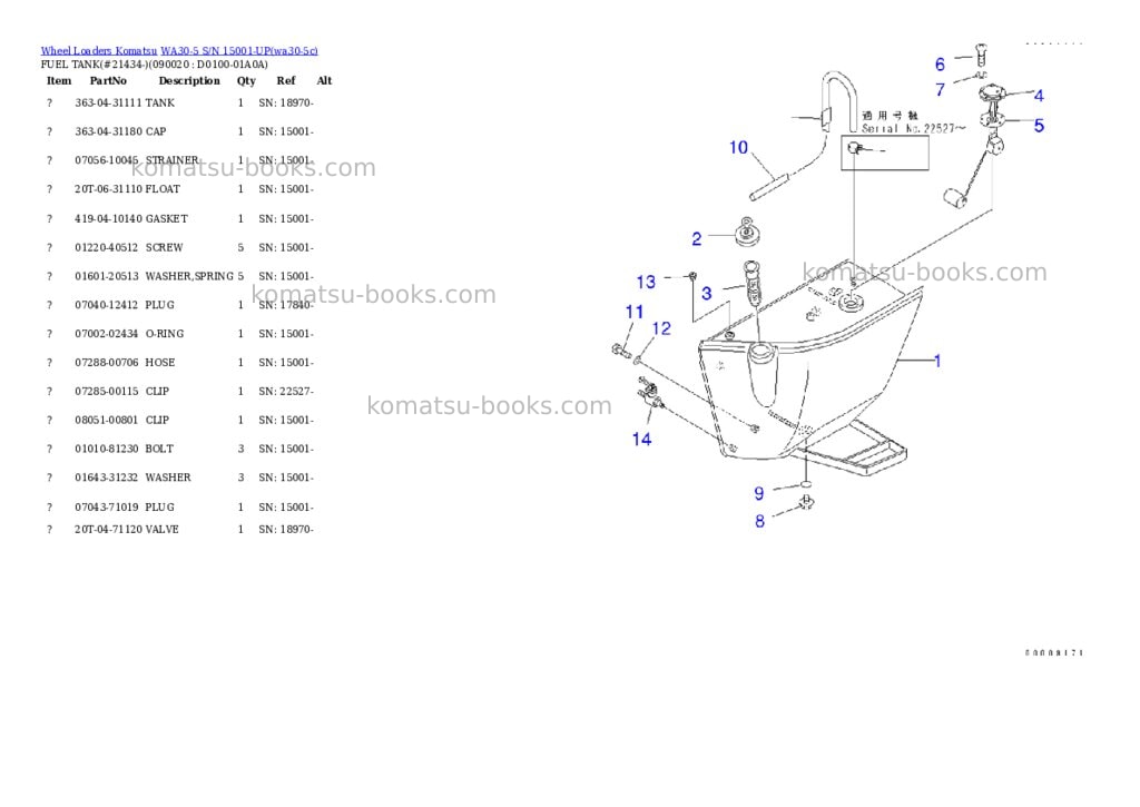 Komatsu wa30-5 s/n 15001-up Parts catalog cover Page 9 Komatsu wa30-5 s/n 15001-up Parts catalog cover Page 9