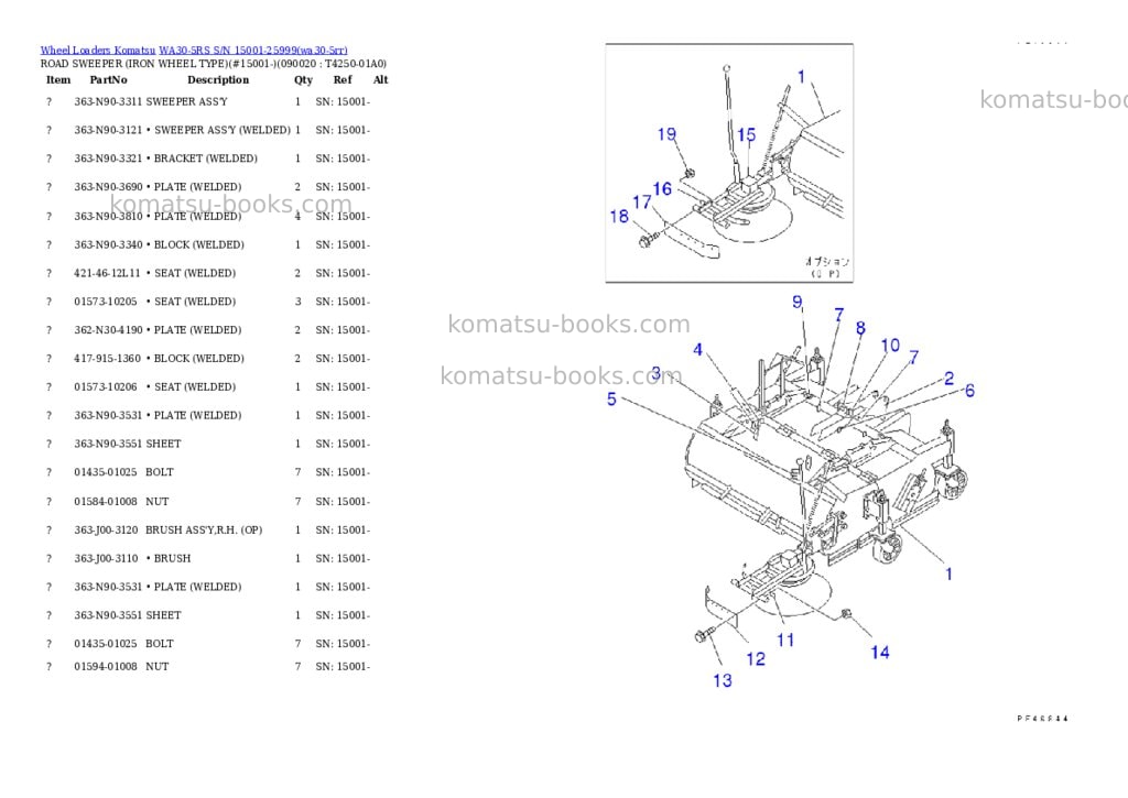Komatsu WA30-5RS S/N 15001-25999 Parts catalog cover Page 8