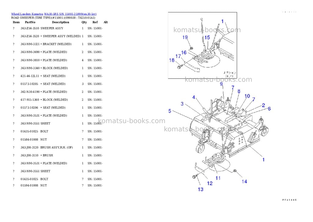 Komatsu WA30-5RS S/N 15001-25999 Parts catalog cover Page 9