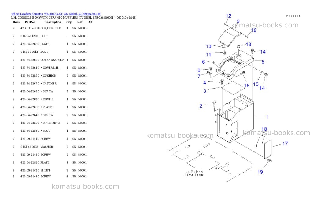 Komatsu wa300-3a-xt s/n 50001-52999 Parts catalog cover Page 10