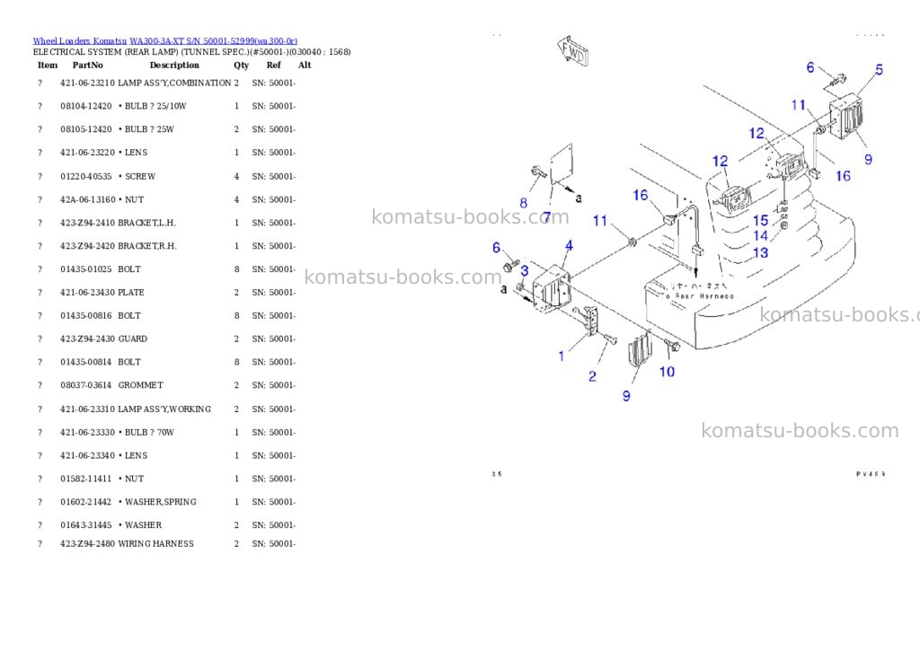Komatsu wa300-3a-xt s/n 50001-52999 Parts catalog cover Page 3