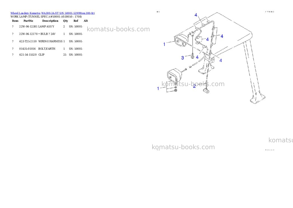 Komatsu wa300-3a-xt s/n 50001-52999 Parts catalog cover Page 4