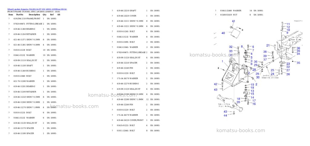 Komatsu wa300-3a-xt s/n 50001-52999 Parts catalog cover Page 7