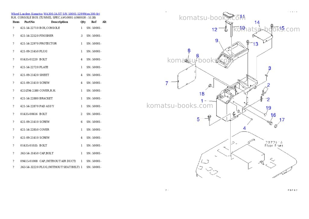 Komatsu wa300-3a-xt s/n 50001-52999 Parts catalog cover Page 9