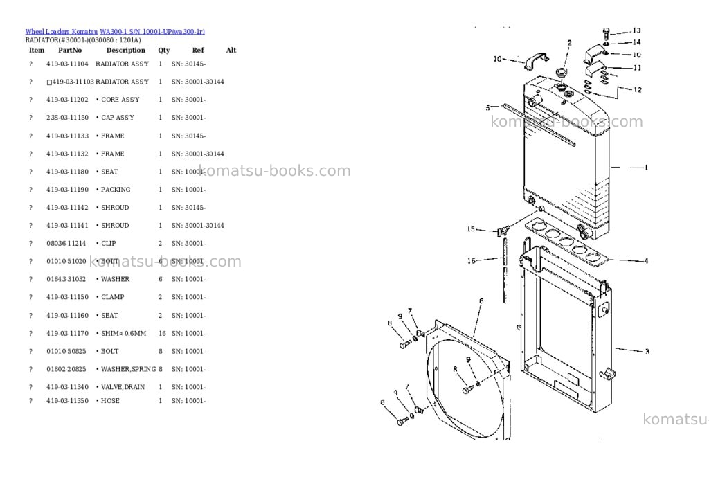 Komatsu wa300-1 s/n 10001-up Parts catalog cover Page 7 Komatsu wa300-1 s/n 10001-up Parts catalog cover Page 7