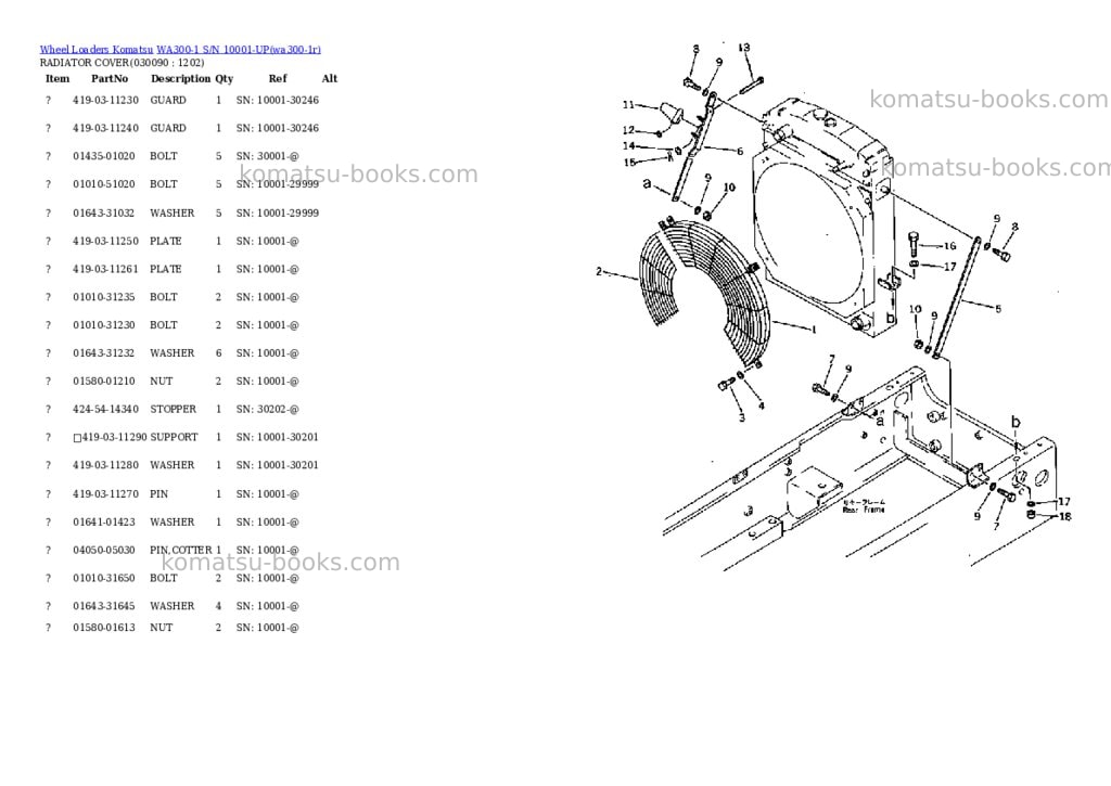 Komatsu wa300-1 s/n 10001-up Parts catalog cover Page 8 Komatsu wa300-1 s/n 10001-up Parts catalog cover Page 8