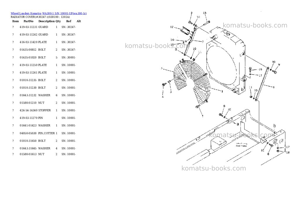 Komatsu wa300-1 s/n 10001-up Parts catalog cover Page 9 Komatsu wa300-1 s/n 10001-up Parts catalog cover Page 9