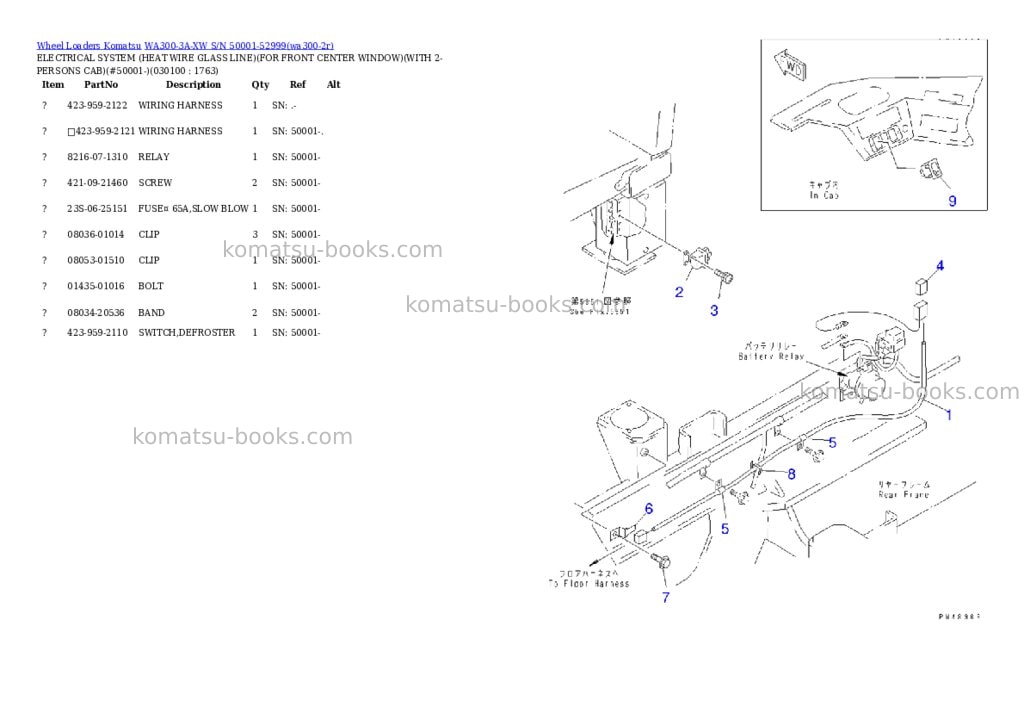 Komatsu wa300-3a-xw s/n 50001-52999 Parts catalog cover Page 9 Komatsu wa300-3a-xw s/n 50001-52999 Parts catalog cover Page 9