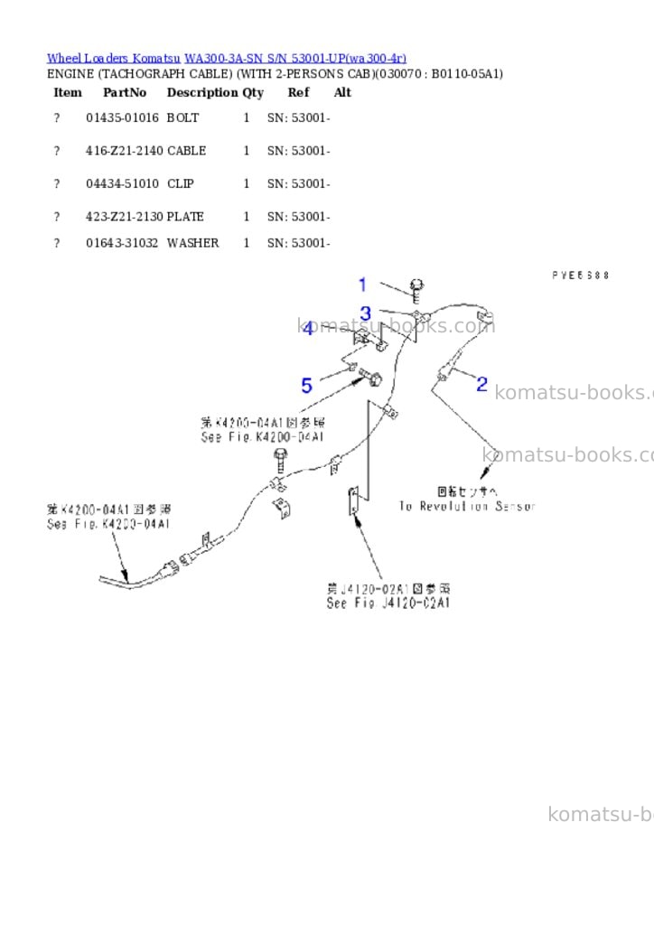 Komatsu wa300-3a-sn s/n 53001-up Parts catalog cover Page 5