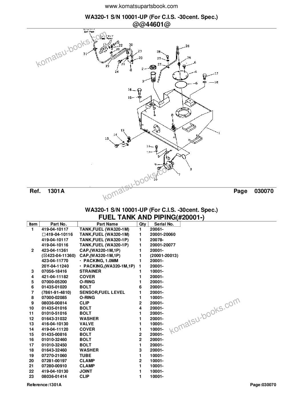 Komatsu WA320-1 S/N 10001-UP (For C.I.S. -30cent. Spec.) Parts catalog cover Page 10 Komatsu WA320-1 S/N 10001-UP (For C.I.S. -30cent. Spec.) Parts catalog cover Page 10