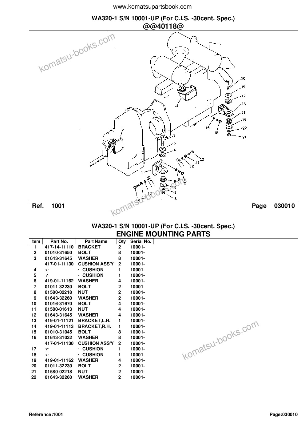 Komatsu WA320-1 S/N 10001-UP (For C.I.S. -30cent. Spec.) Parts catalog cover Page 3 Komatsu WA320-1 S/N 10001-UP (For C.I.S. -30cent. Spec.) Parts catalog cover Page 3