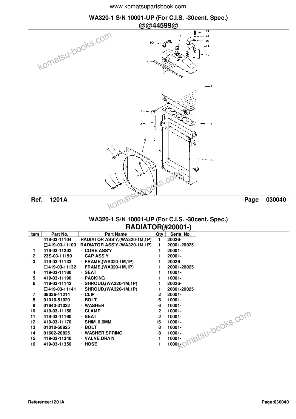 Komatsu WA320-1 S/N 10001-UP (For C.I.S. -30cent. Spec.) Parts catalog cover Page 7 Komatsu WA320-1 S/N 10001-UP (For C.I.S. -30cent. Spec.) Parts catalog cover Page 7