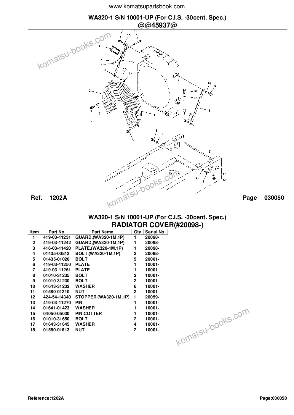 Komatsu WA320-1 S/N 10001-UP (For C.I.S. -30cent. Spec.) Parts catalog cover Page 8 Komatsu WA320-1 S/N 10001-UP (For C.I.S. -30cent. Spec.) Parts catalog cover Page 8