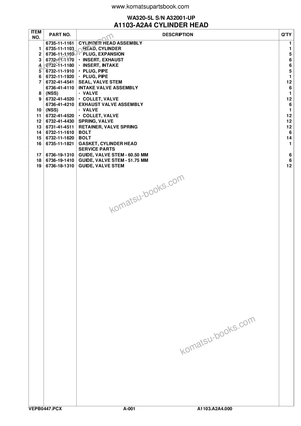 Komatsu wa320-5l s/n a32001-up Parts catalog cover Page 4 Komatsu wa320-5l s/n a32001-up Parts catalog cover Page 4