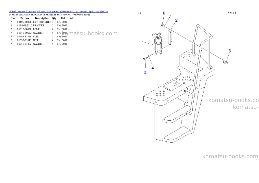 Komatsu WA320-3 S/N 50001-52999 (For C.I.S. -30cent. Spec.) Parts catalog cover Page 3 Komatsu WA320-3 S/N 50001-52999 (For C.I.S. -30cent. Spec.) Parts catalog cover Page 3