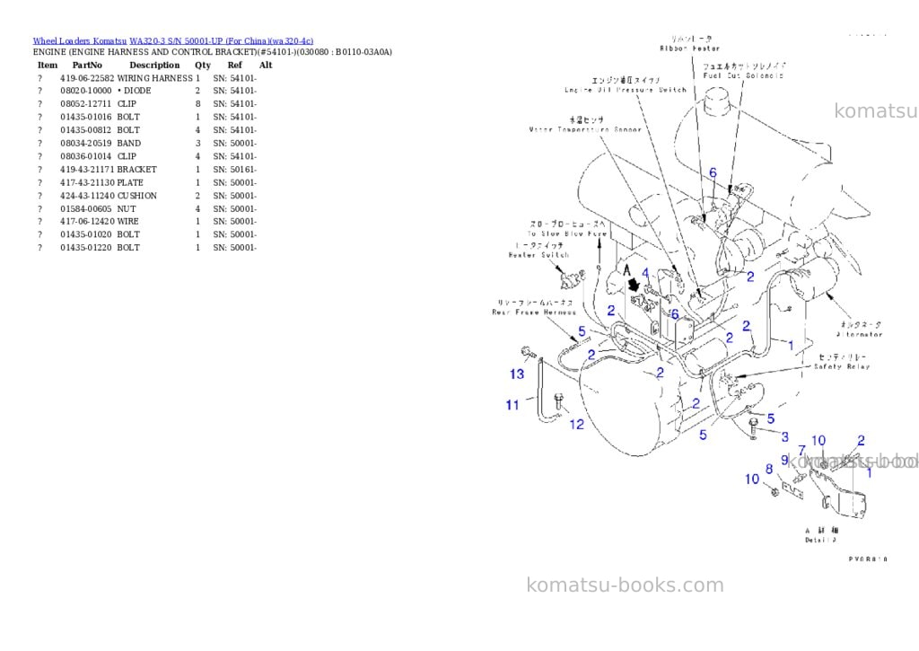 Komatsu WA320-3 S/N 50001-UP (For China) Parts catalog cover Page 7