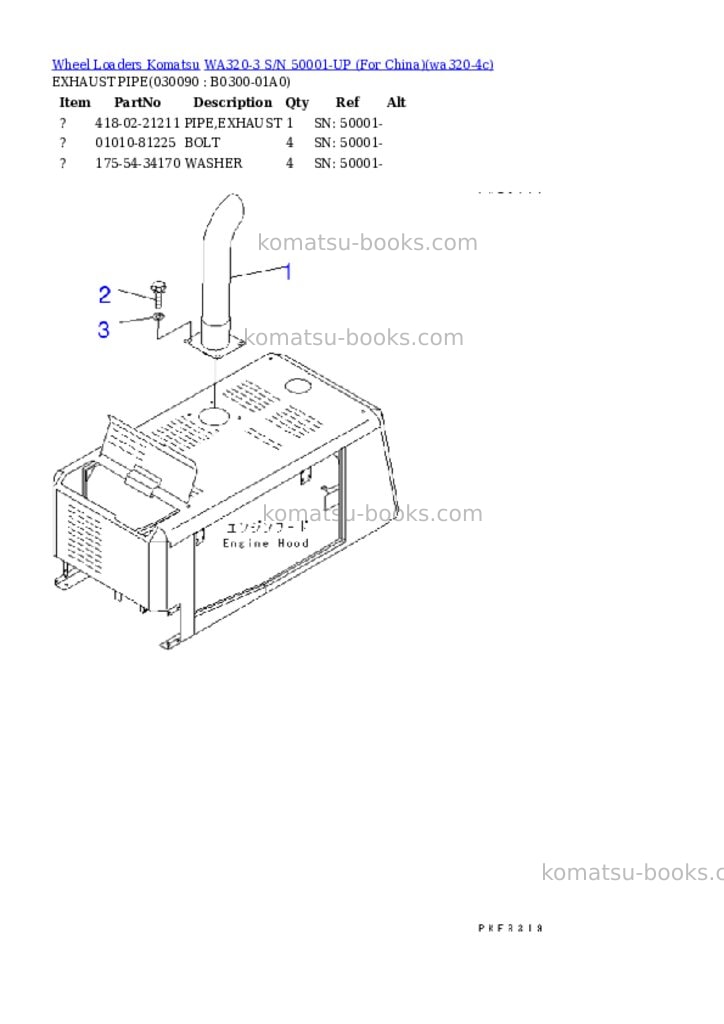 Komatsu WA320-3 S/N 50001-UP (For China) Parts catalog cover Page 8
