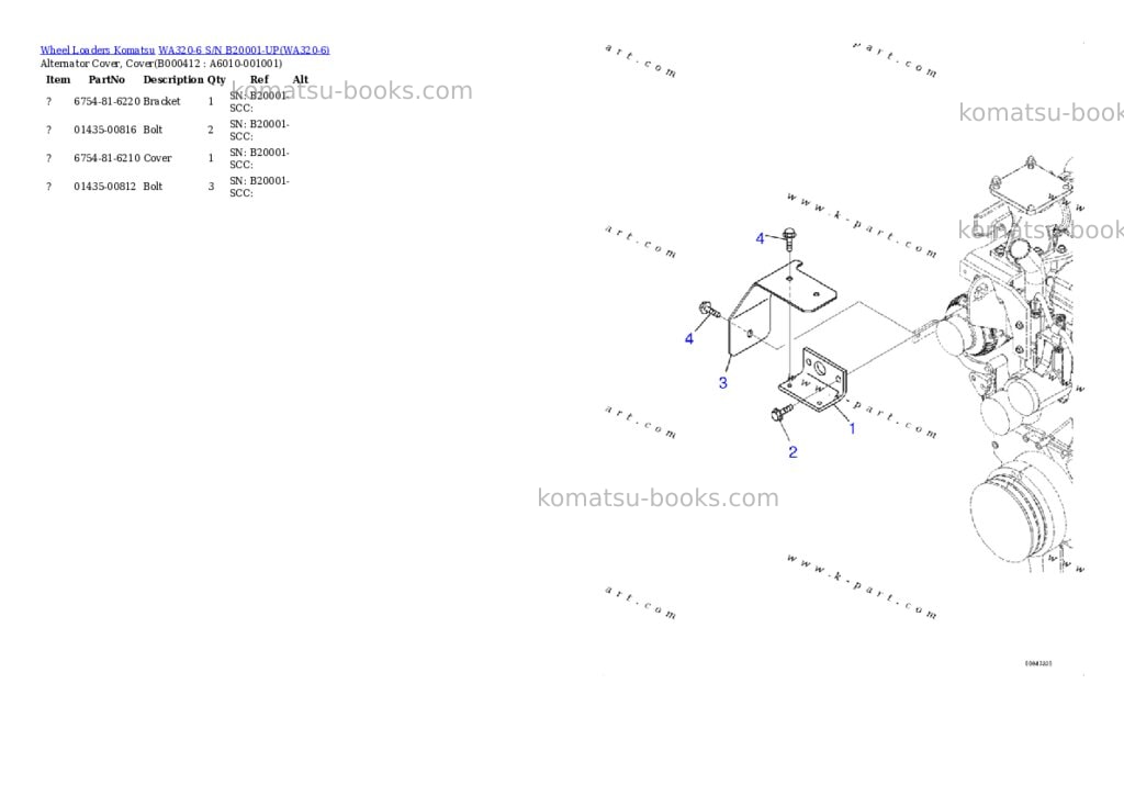 Komatsu WA320-6 S/N B20001-UP Parts catalog cover Page 5 Komatsu WA320-6 S/N B20001-UP Parts catalog cover Page 5